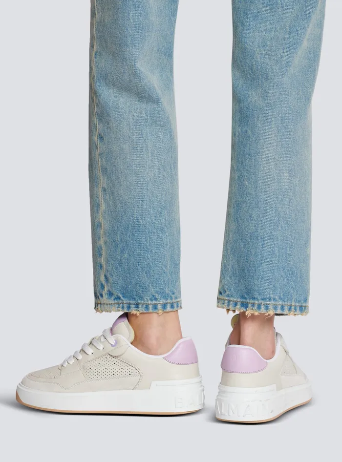 Balmain BCourt Flip Leather Sneakers Beige Women Sneakers