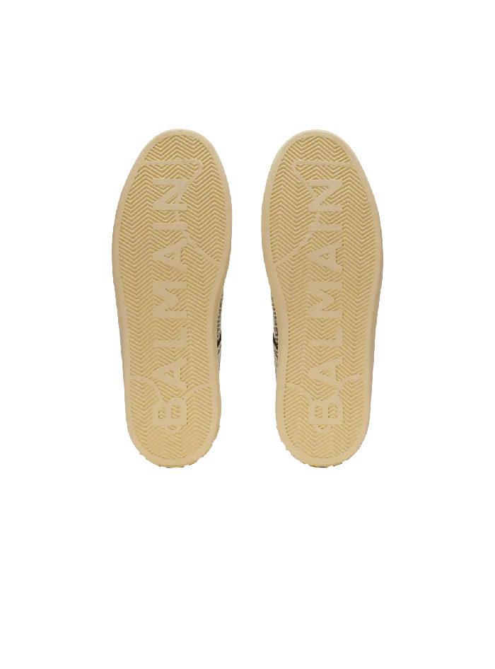Balmain BCourt Flip Sneakers In Monogrammed Calfskin Black Men Sneakers
