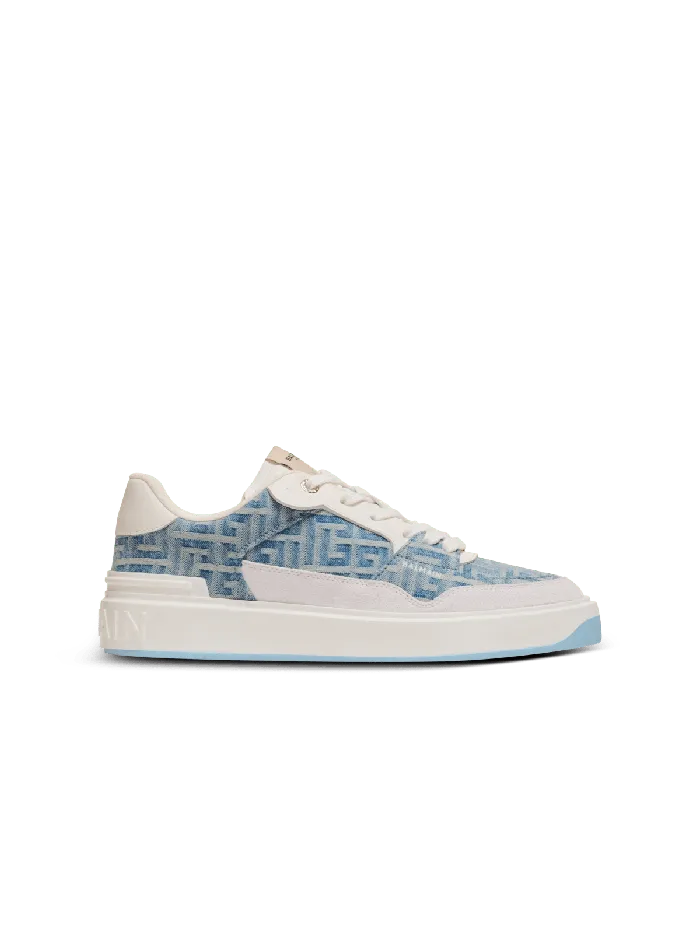 Balmain BCourt Flip Sneakers In Monogrammed Denim Navy Women Sneakers