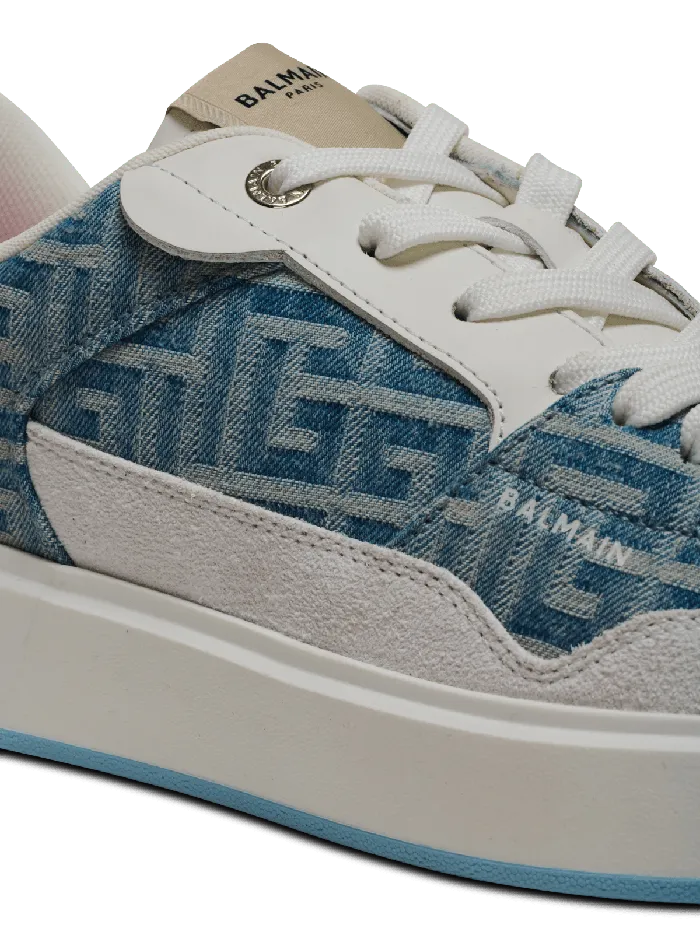 Balmain BCourt Flip Sneakers In Monogrammed Denim Navy Women Sneakers