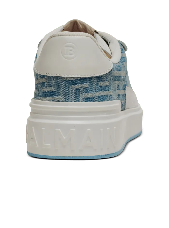 Balmain BCourt Flip Sneakers In Monogrammed Denim Navy Women Sneakers