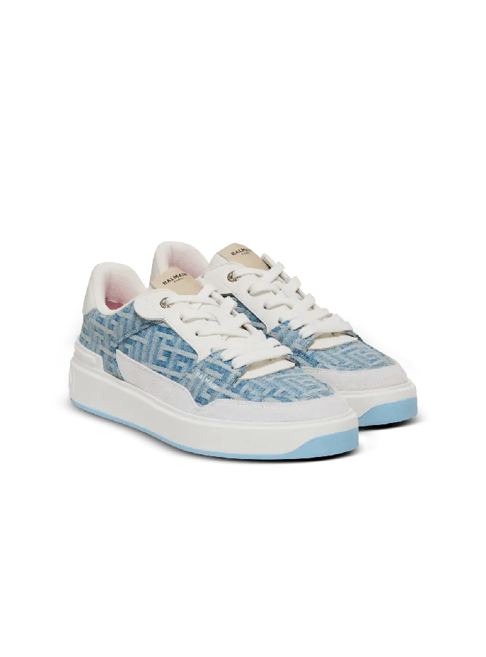 Balmain BCourt Flip Sneakers In Monogrammed Denim Navy Women Sneakers