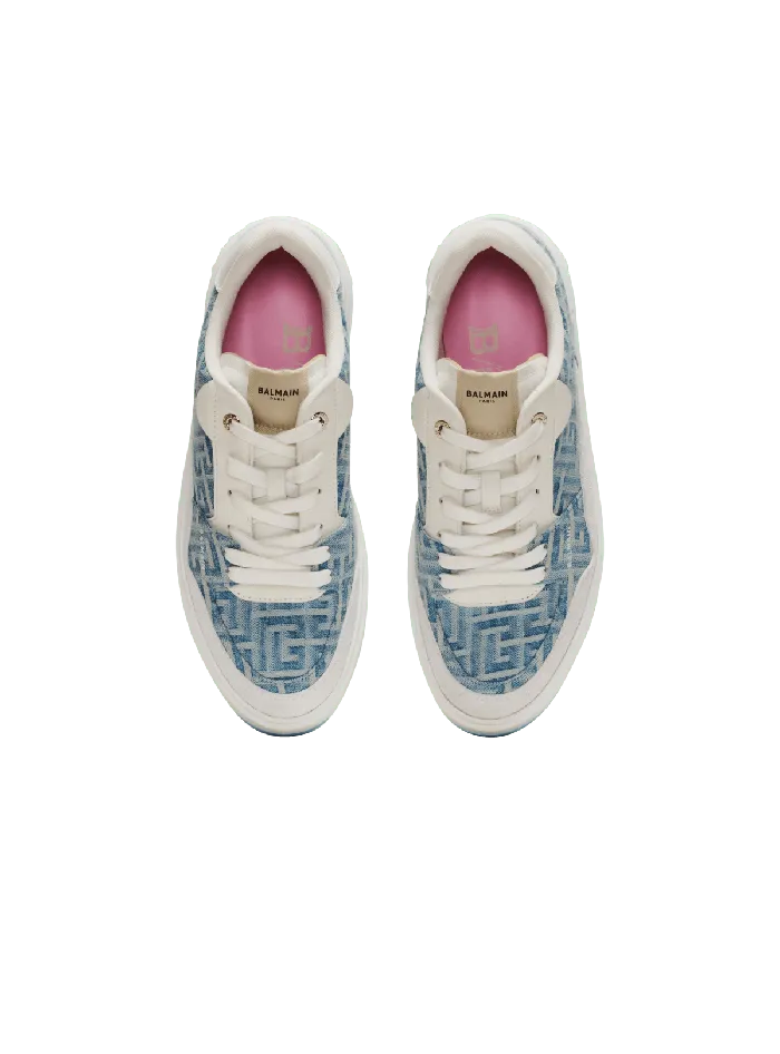 Balmain BCourt Flip Sneakers In Monogrammed Denim Navy Women Sneakers
