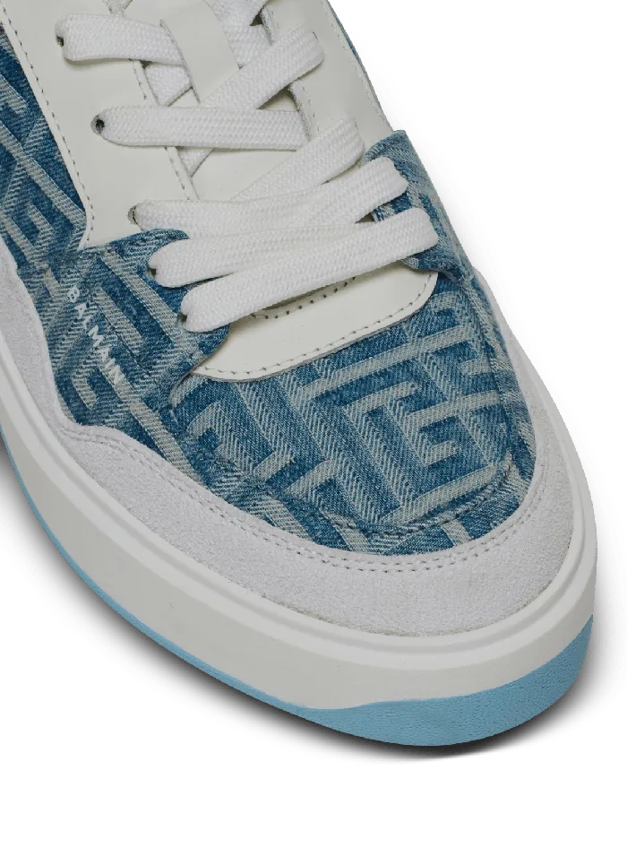 Balmain BCourt Flip Sneakers In Monogrammed Denim Navy Women Sneakers