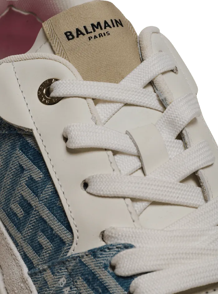 Balmain BCourt Flip Sneakers In Monogrammed Denim Navy Women Sneakers