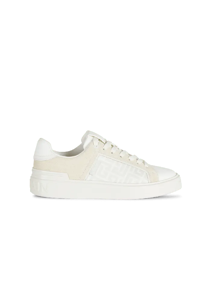 Balmain BCourt Monogrammed Nylon And Leather Sneakers White Women Sneakers