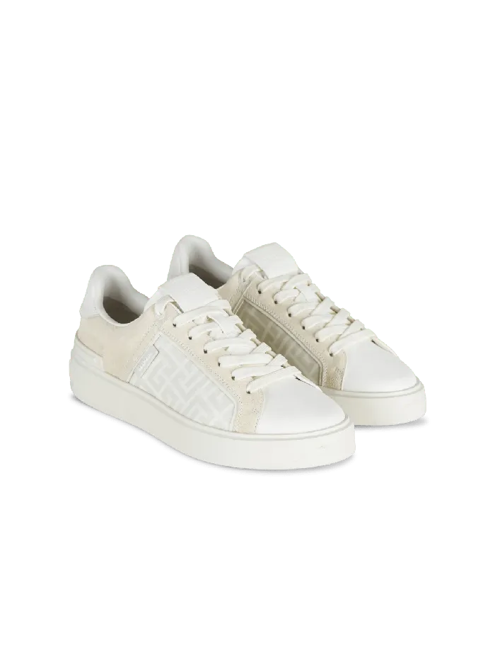 Balmain BCourt Monogrammed Nylon And Leather Sneakers White Women Sneakers