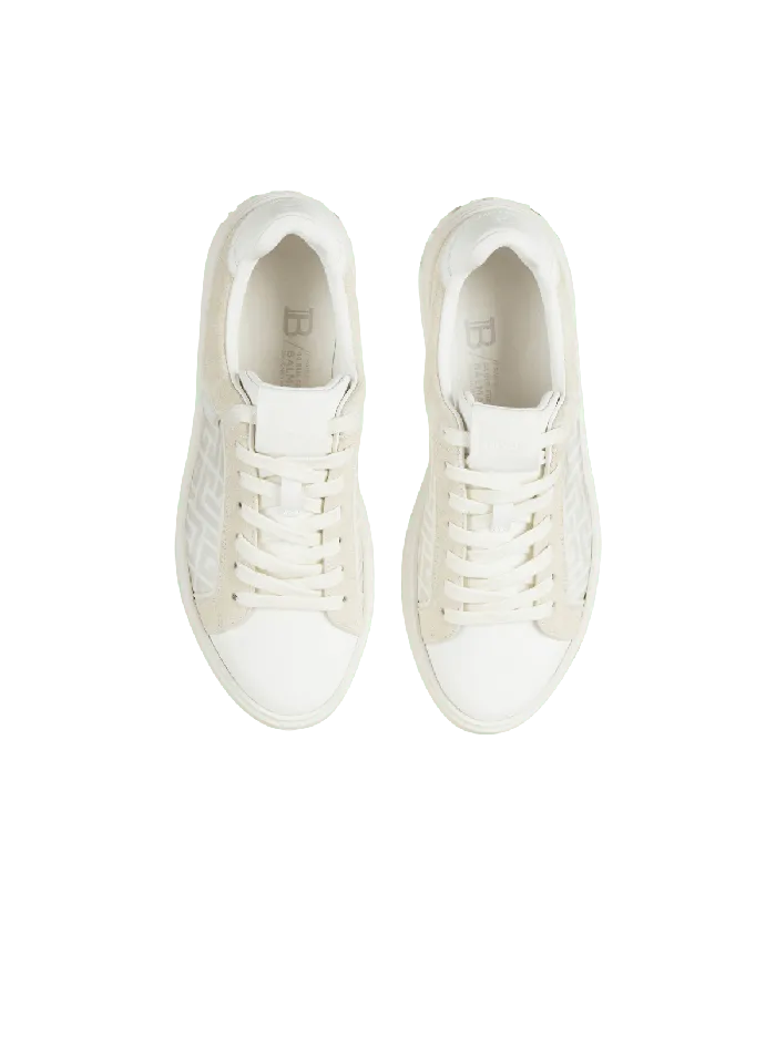 Balmain BCourt Monogrammed Nylon And Leather Sneakers White Women Sneakers