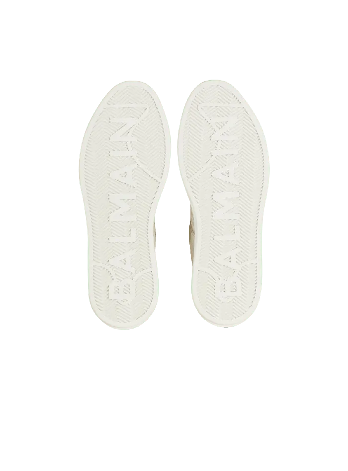 Balmain BCourt Monogrammed Nylon And Leather Sneakers White Women Sneakers