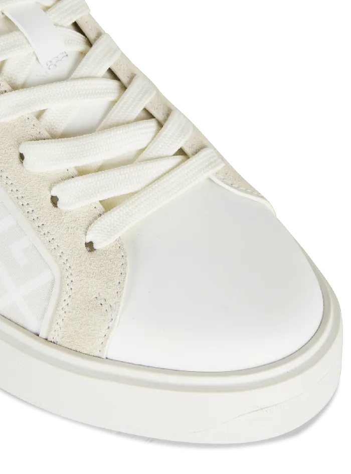 Balmain BCourt Monogrammed Nylon And Leather Sneakers White Women Sneakers
