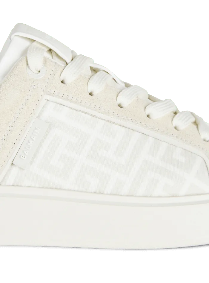 Balmain BCourt Monogrammed Nylon And Leather Sneakers White Women Sneakers