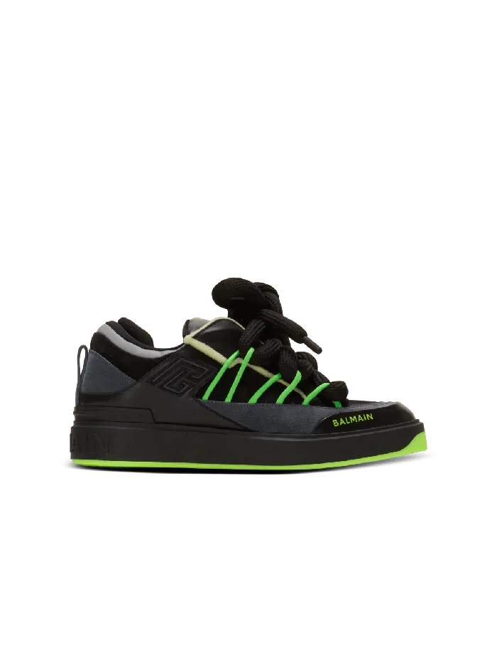 Balmain BCourt Puffy Skate Sneakers In Calfskin And Suede Black Men Sneakers