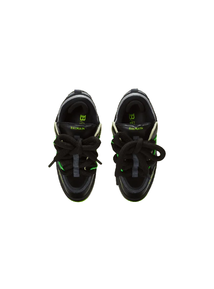 Balmain BCourt Puffy Skate Sneakers In Calfskin And Suede Black Men Sneakers