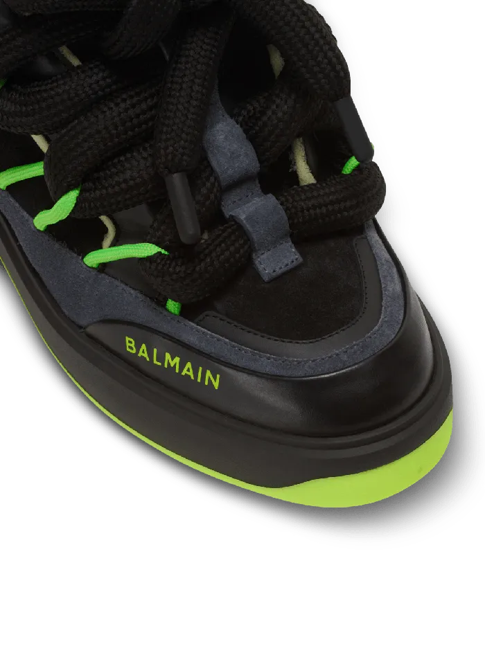 Balmain BCourt Puffy Skate Sneakers In Calfskin And Suede Black Men Sneakers