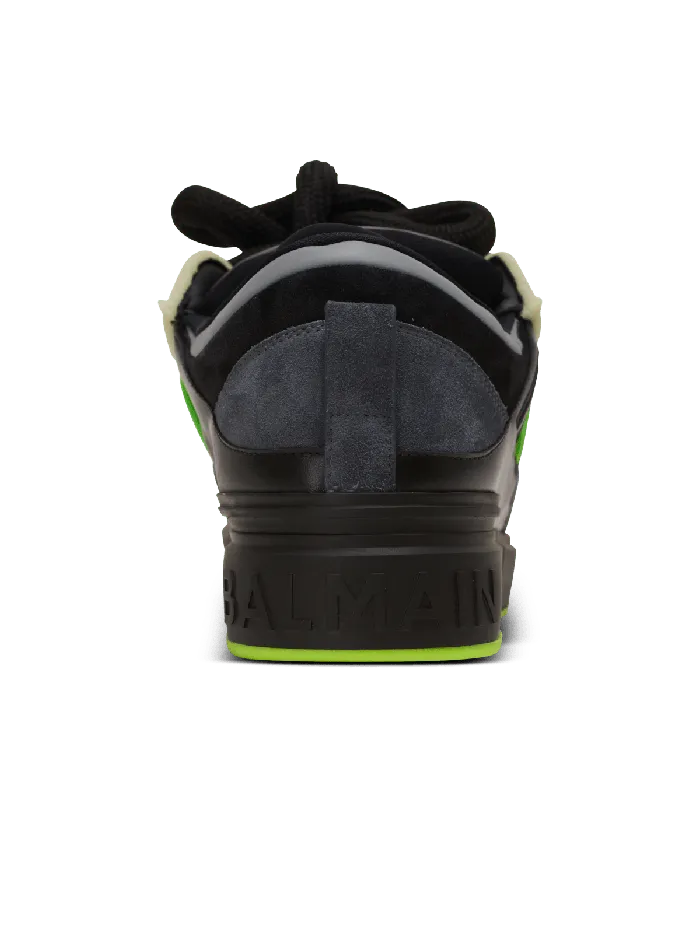 Balmain BCourt Puffy Skate Sneakers In Calfskin And Suede Black Men Sneakers