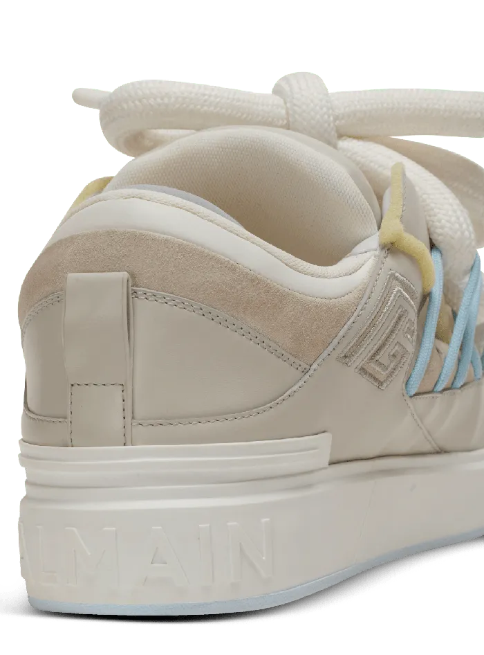 Balmain BCourt Puffy Skate Sneakers In Calfskin And Suede Grey Men Sneakers