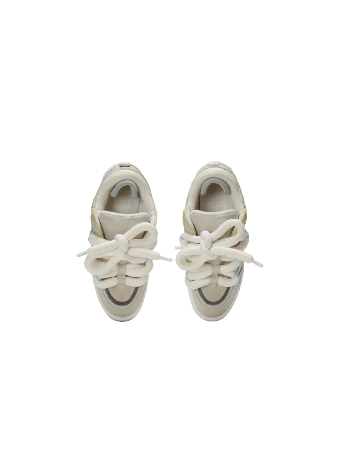 Balmain BCourt Puffy Skate Sneakers In Calfskin And Suede Grey Men Sneakers