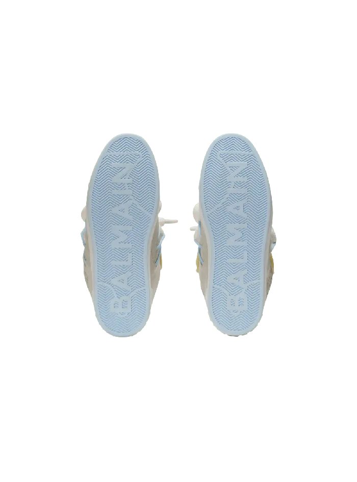 Balmain BCourt Puffy Skate Sneakers In Calfskin And Suede Grey Men Sneakers