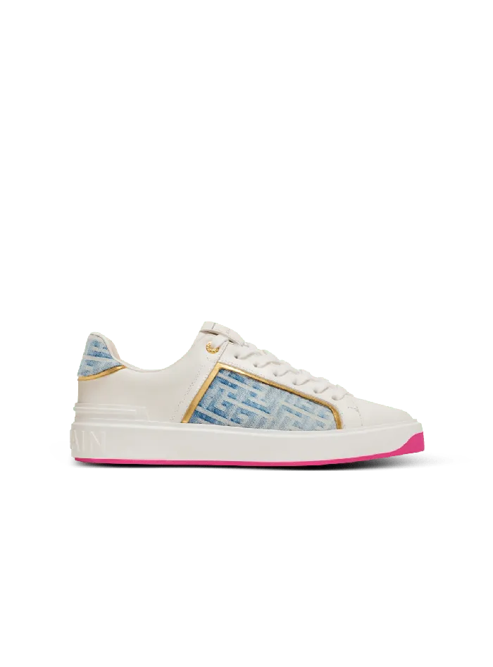 Balmain BCourt Sneakers In Leather And Denim White Women Sneakers