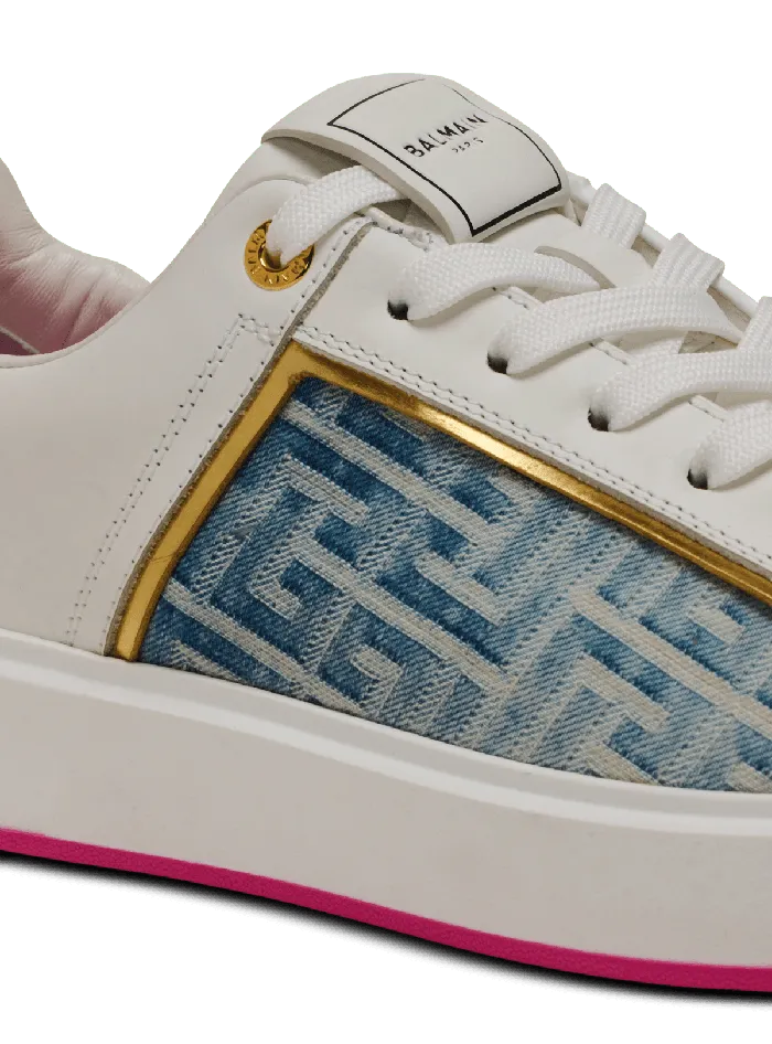 Balmain BCourt Sneakers In Leather And Denim White Women Sneakers