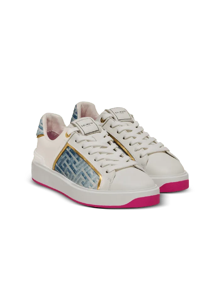 Balmain BCourt Sneakers In Leather And Denim White Women Sneakers