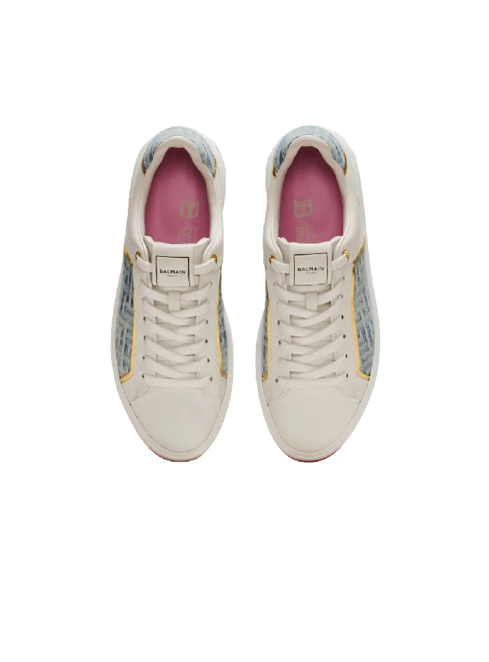 Balmain BCourt Sneakers In Leather And Denim White Women Sneakers