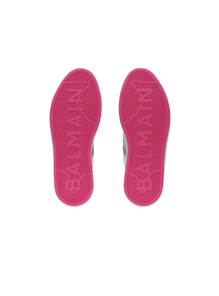 Balmain BCourt Sneakers In Leather And Denim White Women Sneakers