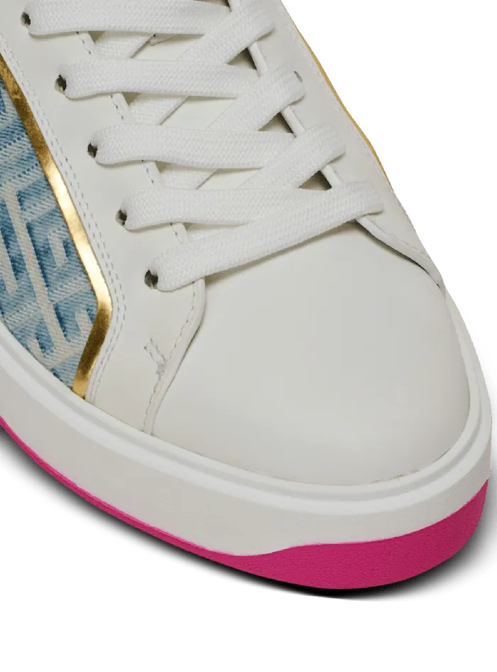 Balmain BCourt Sneakers In Leather And Denim White Women Sneakers