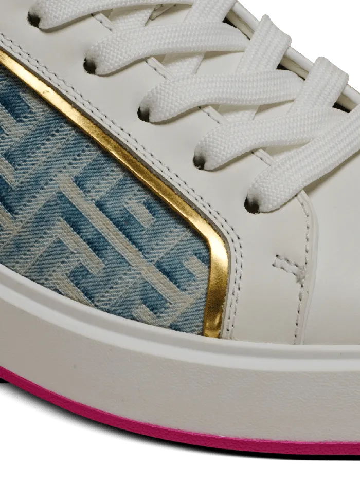 Balmain BCourt Sneakers In Leather And Denim White Women Sneakers
