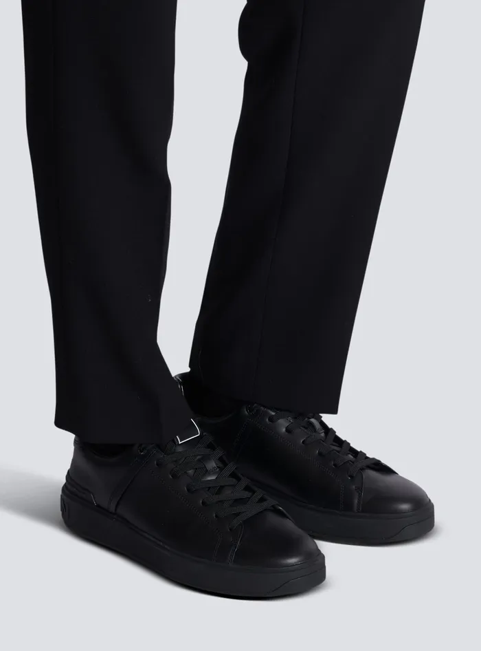Balmain BCourt Trainers In Calfskin Black Men Sneakers