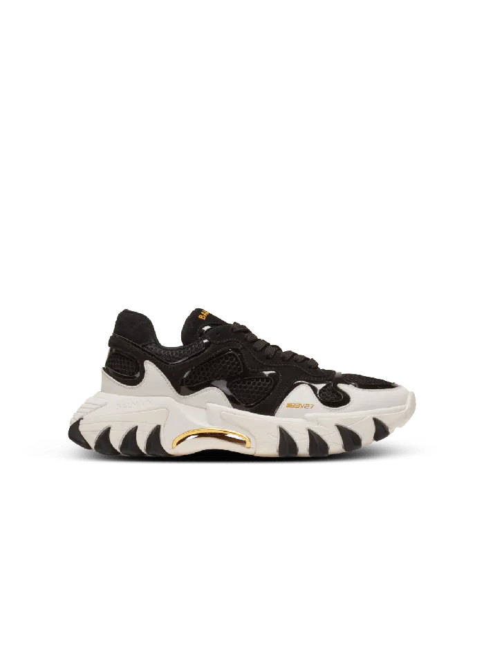 Balmain BEast Trainers In Leather Suede And Mesh Black Men Sneakers