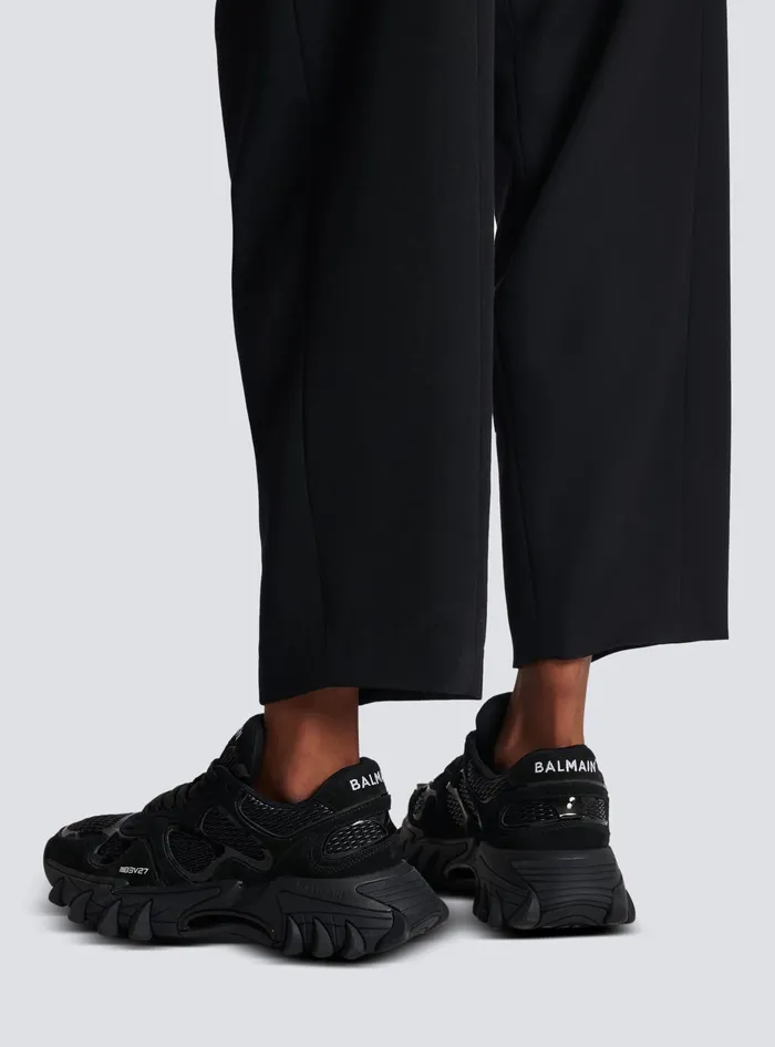 Balmain BEast Trainers In Leather Suede And Mesh Black Men Sneakers