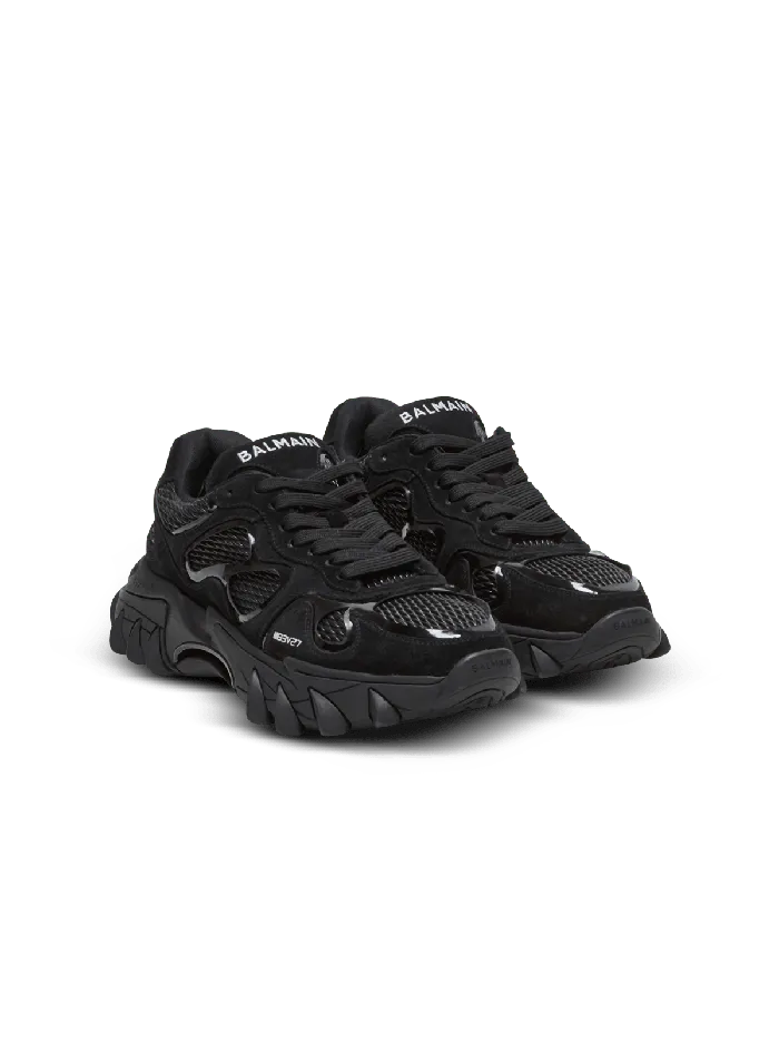 Balmain BEast Trainers In Leather Suede And Mesh Black Men Sneakers