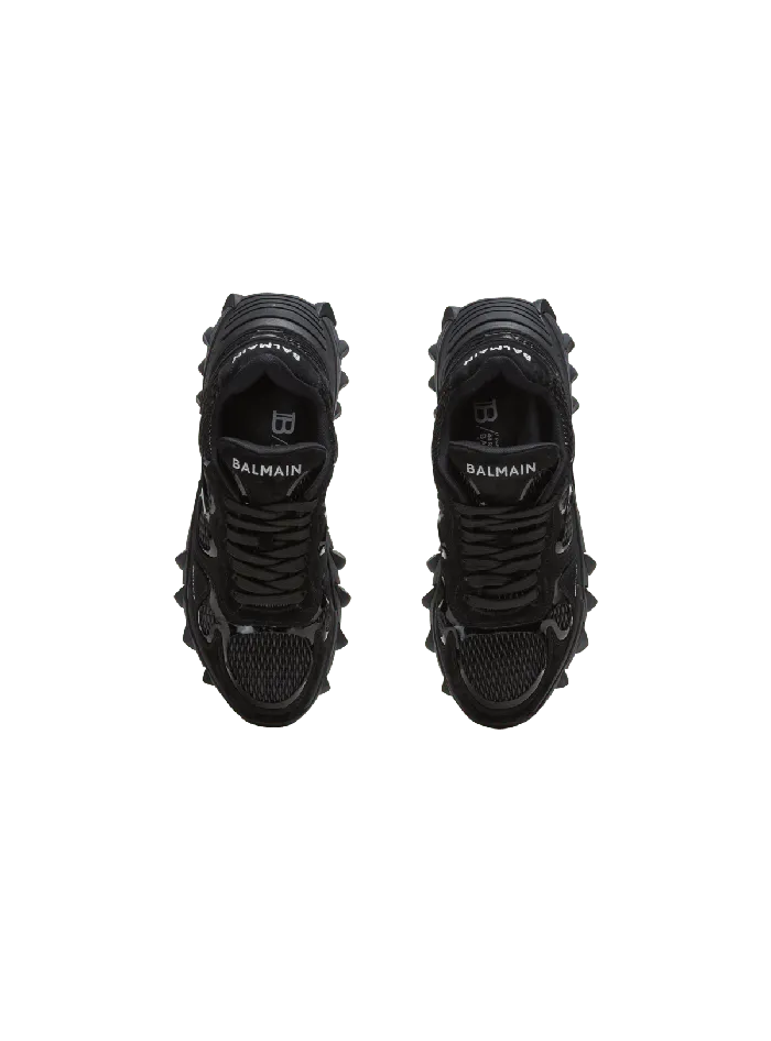 Balmain BEast Trainers In Leather Suede And Mesh Black Men Sneakers