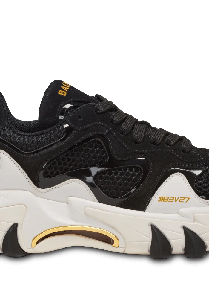 Balmain BEast Trainers In Leather Suede And Mesh Black Men Sneakers