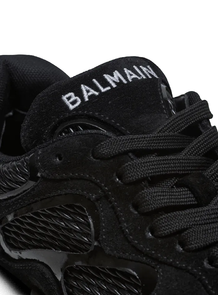 Balmain BEast Trainers In Leather Suede And Mesh Black Men Sneakers