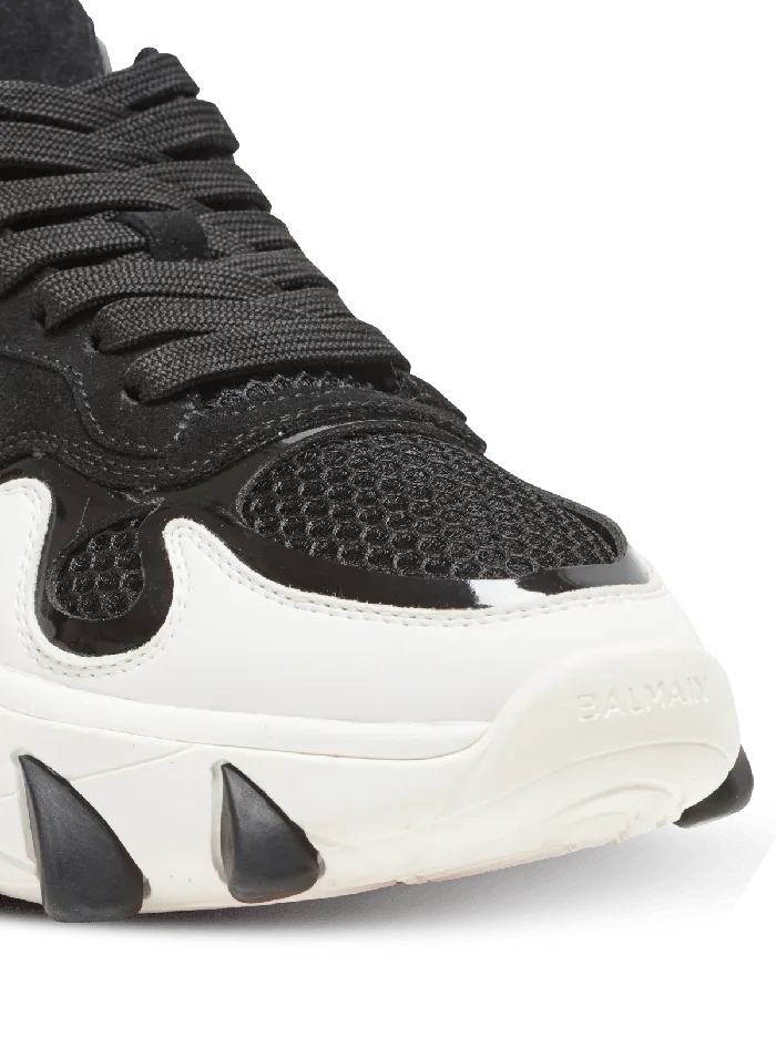 Balmain BEast Trainers In Leather Suede And Mesh Black Women Sneakers