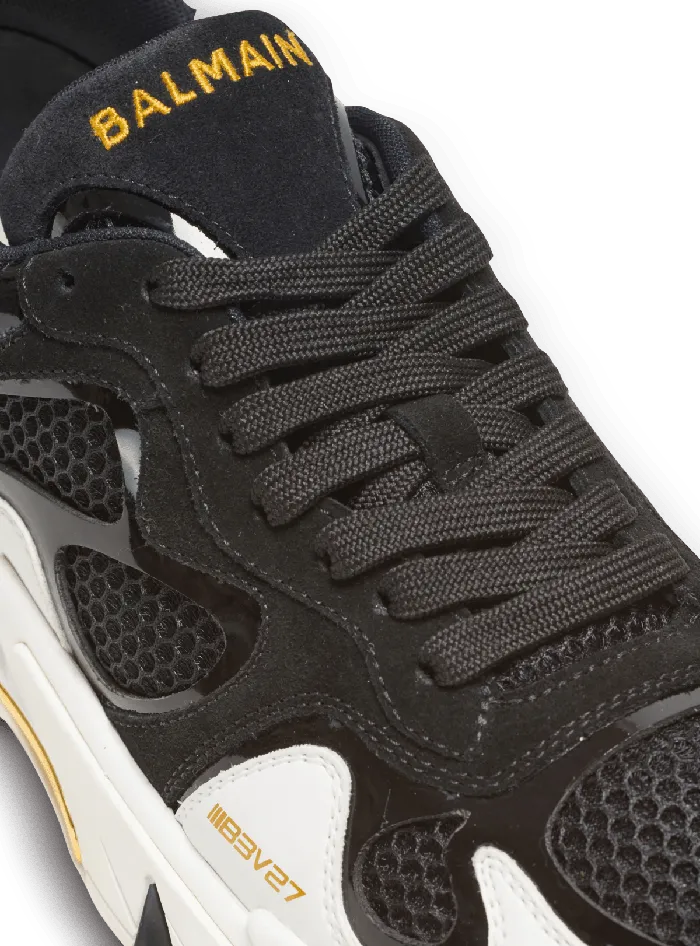 Balmain BEast Trainers In Leather Suede And Mesh Black Women Sneakers