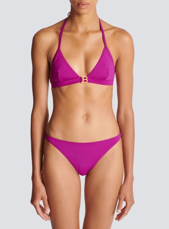 Balmain B Triangle Bikini Purple Women Swimwear