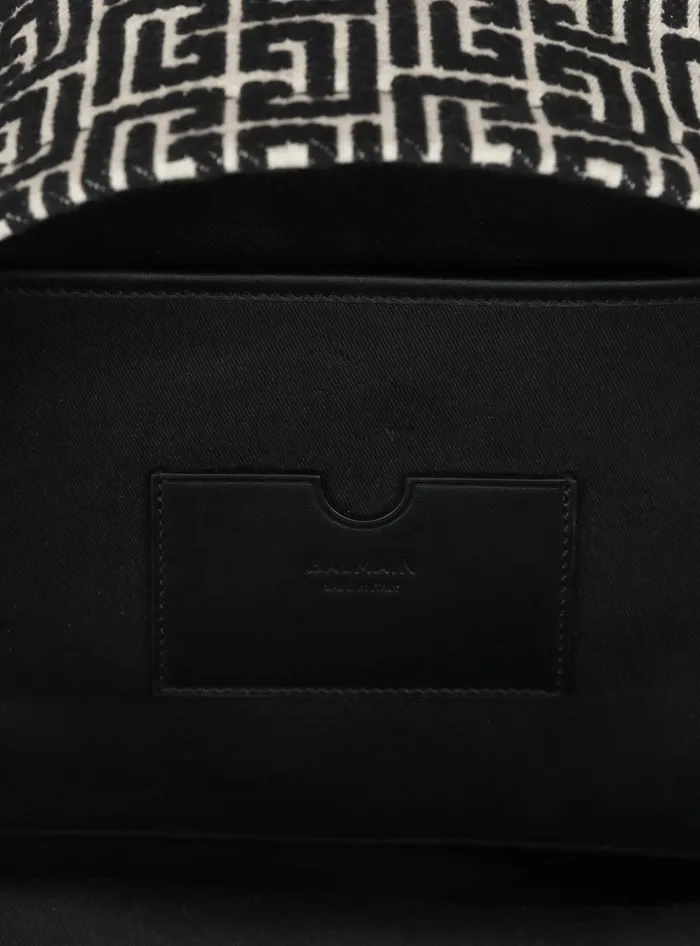 Balmain Backpack With Jacquard Monogram Black Men Bags And Backpacks