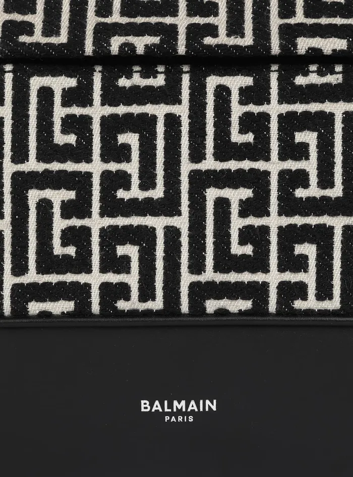 Balmain Backpack With Jacquard Monogram Black Men Bags And Backpacks