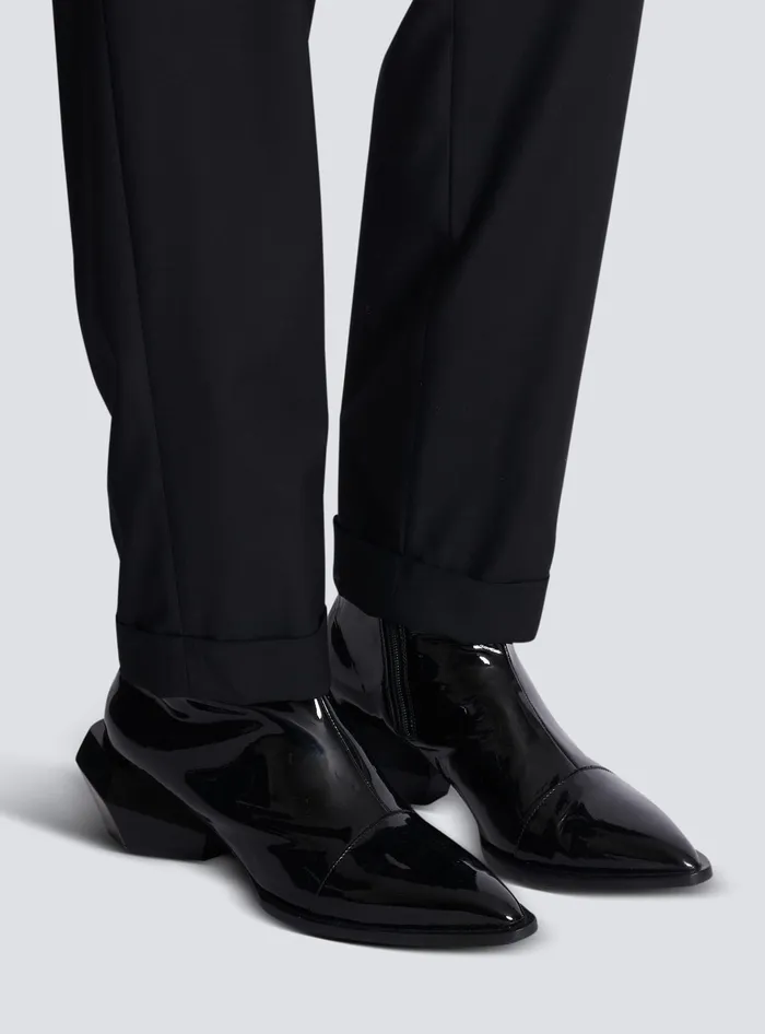Balmain Billy Patent Leather Ankle Boots Black Men Boots And Rangers