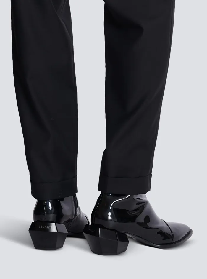 Balmain Billy Patent Leather Ankle Boots Black Men Boots And Rangers