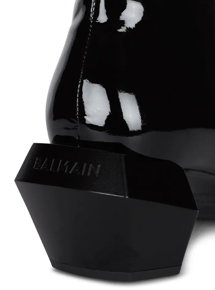 Balmain Billy Patent Leather Ankle Boots Black Men Boots And Rangers