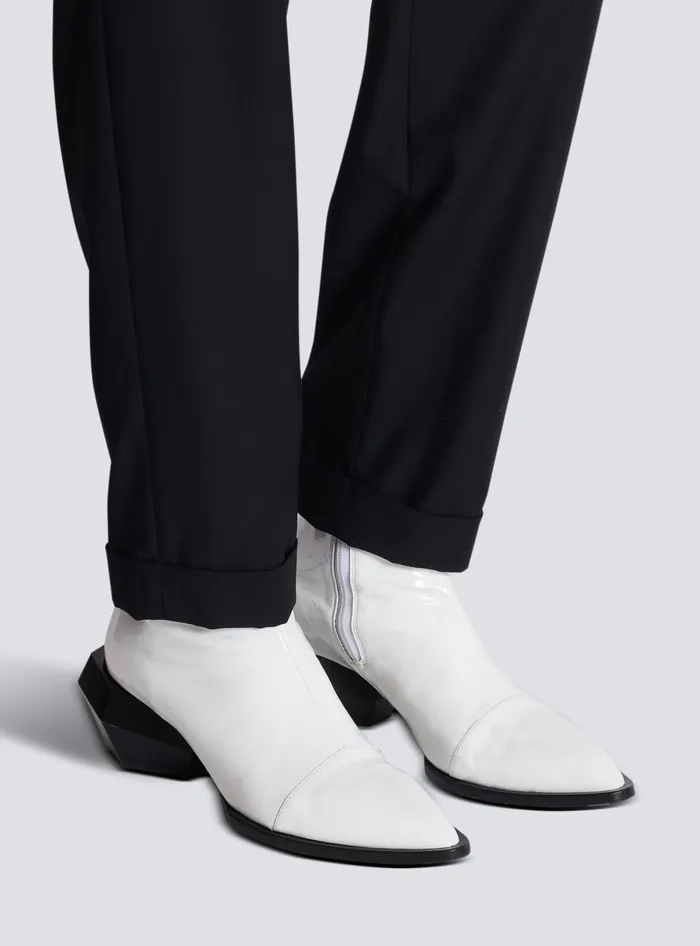 Balmain Billy Patent Leather Ankle Boots White Men Boots And Rangers