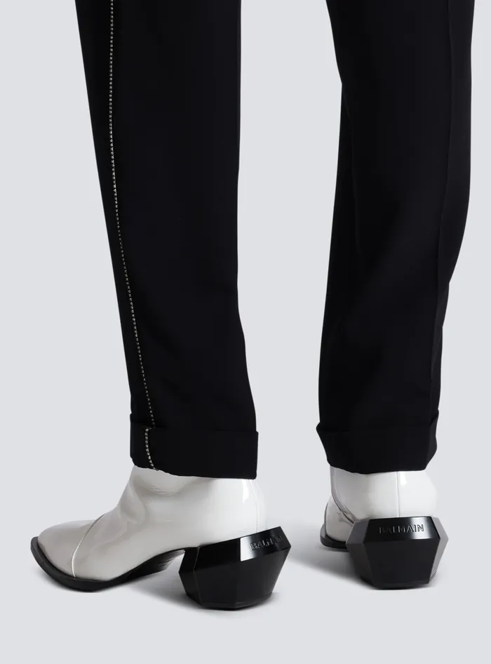Balmain Billy Patent Leather Ankle Boots White Men Boots And Rangers
