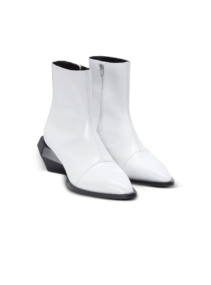 Balmain Billy Patent Leather Ankle Boots White Men Boots And Rangers