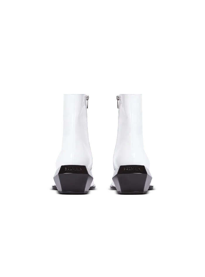 Balmain Billy Patent Leather Ankle Boots White Men Boots And Rangers