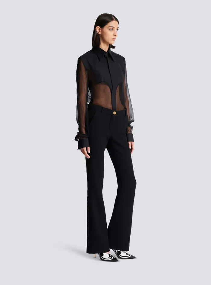 Balmain Bootcut Crepe Trousers Black Women Trousers And Shorts