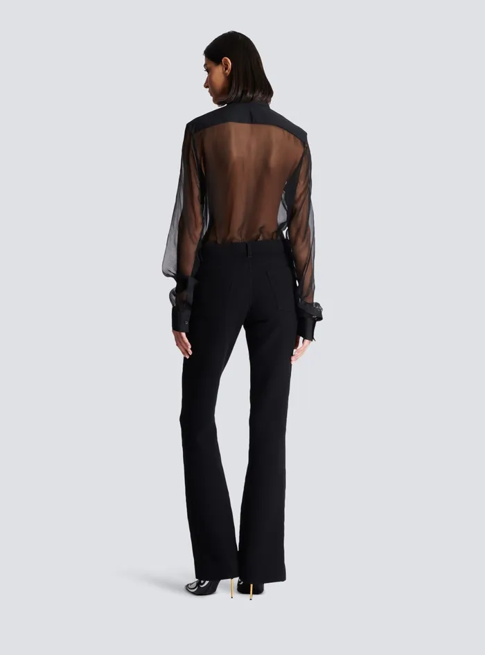 Balmain Bootcut Crepe Trousers Black Women Trousers And Shorts